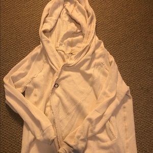 Free People Cream Waffle Wrap Coat with Pockets